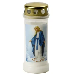 Bougie religieuse cire Vierge Marie plastique blanc Ø6,5xH17cm < Gifi Sale