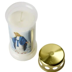 Bougie religieuse cire Vierge Marie plastique blanc Ø6,5xH17cm < Gifi Sale