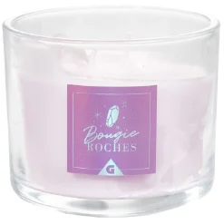 Bougie roche améthyste sérénité violet 35H < Gifi