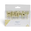Bougies anniversaire lettres Happy Birthday dorées H7cm