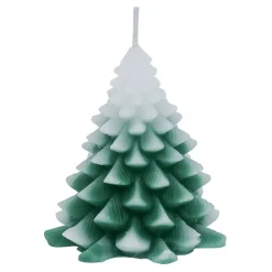 Bougie sapin Noël vert et blanc Ø7xH9cm < Gifi Hot