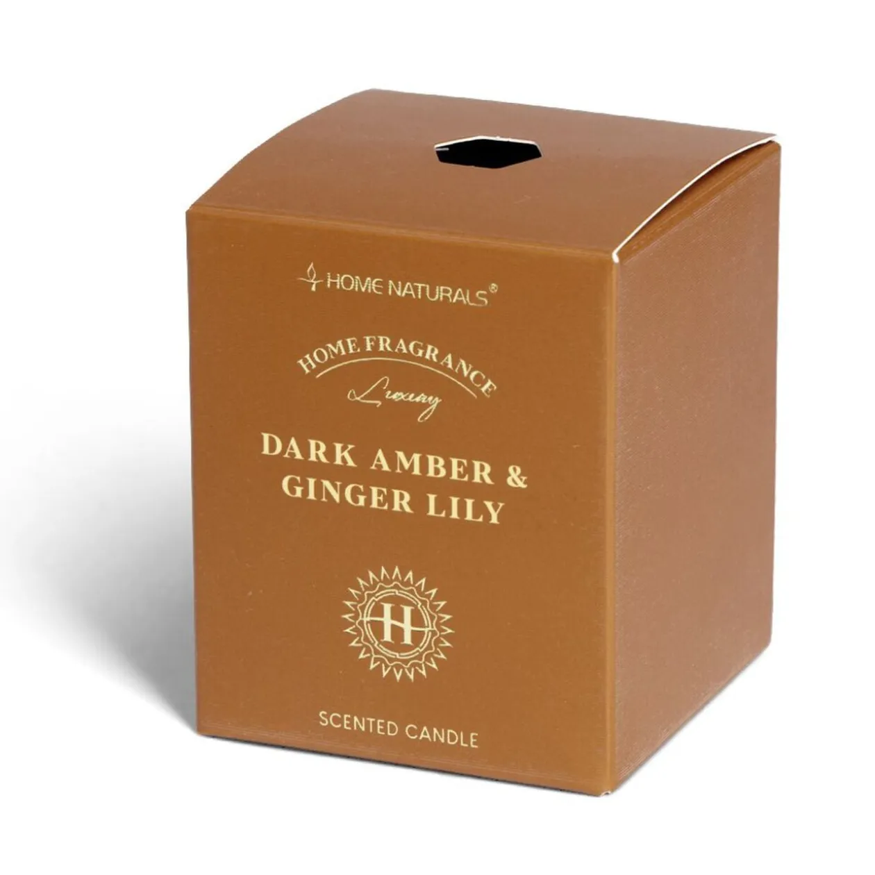 Bougie senteur ambre et gingembre dans pot en verre Ø6,4xH7,9cm marron