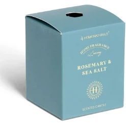 Bougie senteur romarin et sel marin dans pot en verre Ø6,4xH7,9cm bleu