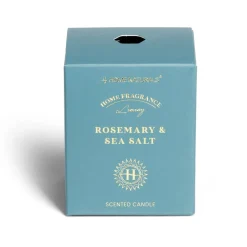 Bougie senteur romarin et sel marin dans pot en verre Ø6,4xH7,9cm bleu