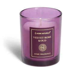 Bougie senteur rose et oud dans pot en verre Ø6,4xH7,9cm rose < Gifi Outlet