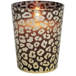 Bougie XXL dans pot en verre motif léopard senteur oud 75H < Gifi Discount