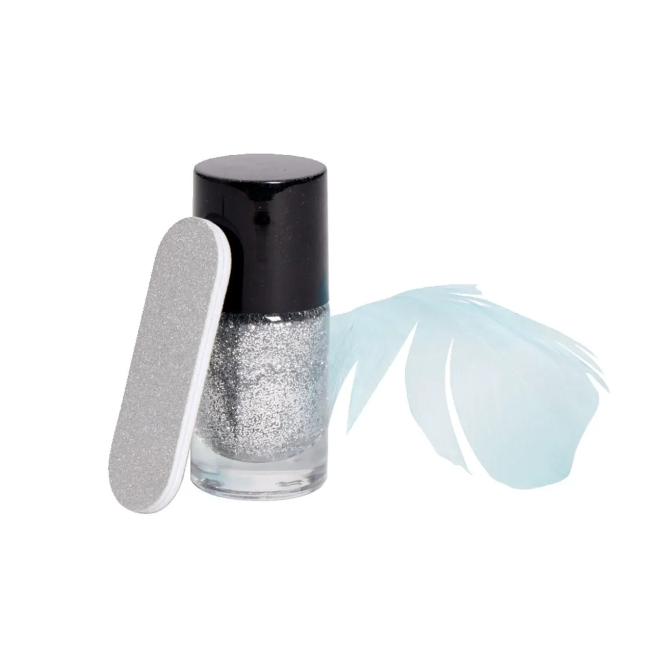 Boule coffret cadeau lime et vernis pailleté gris Ø8cm