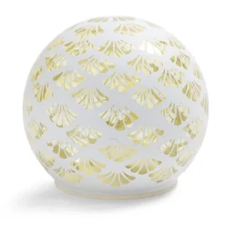 Boule déco LED verre et métal blanche Ø12cm
