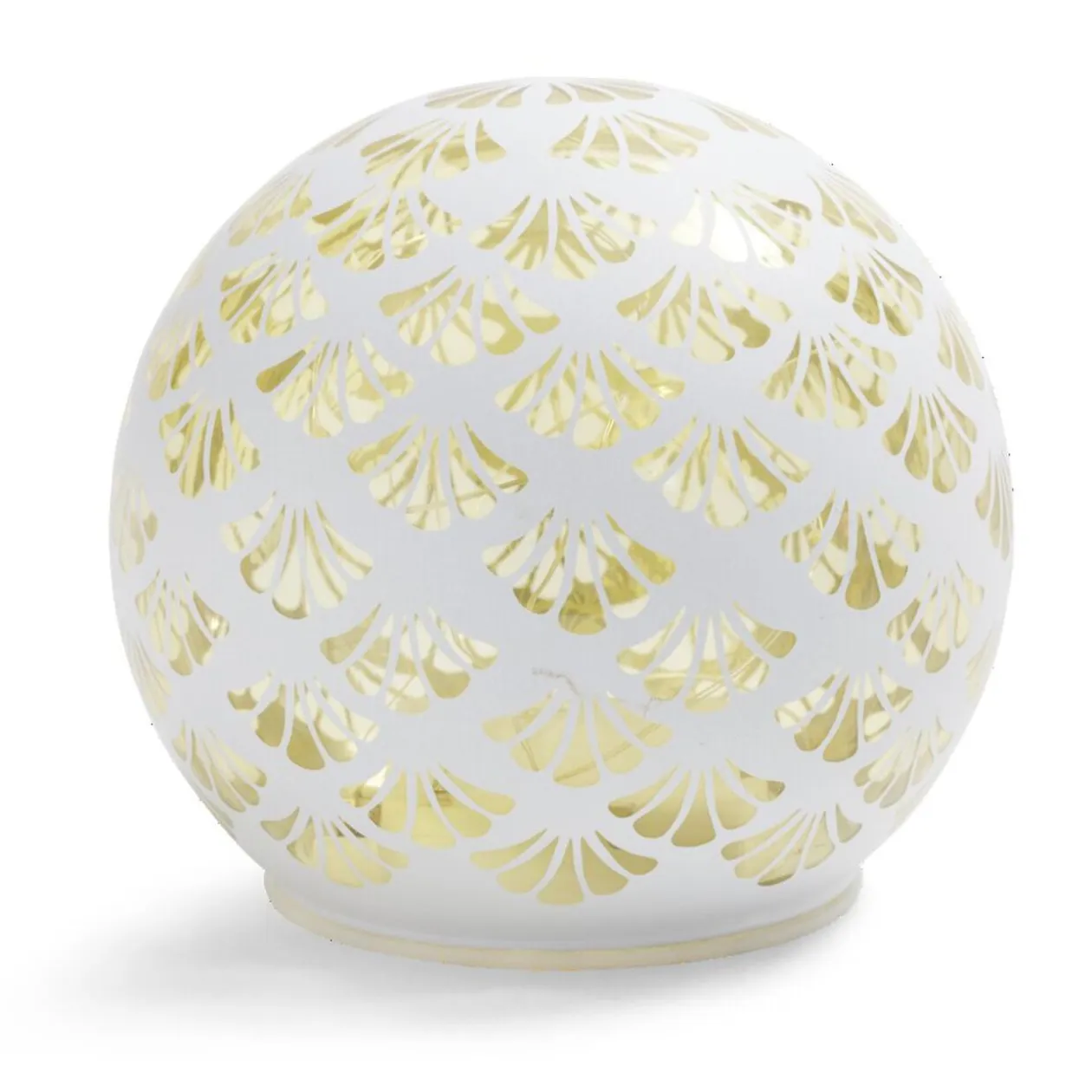 Boule déco LED verre et métal blanche Ø12cm