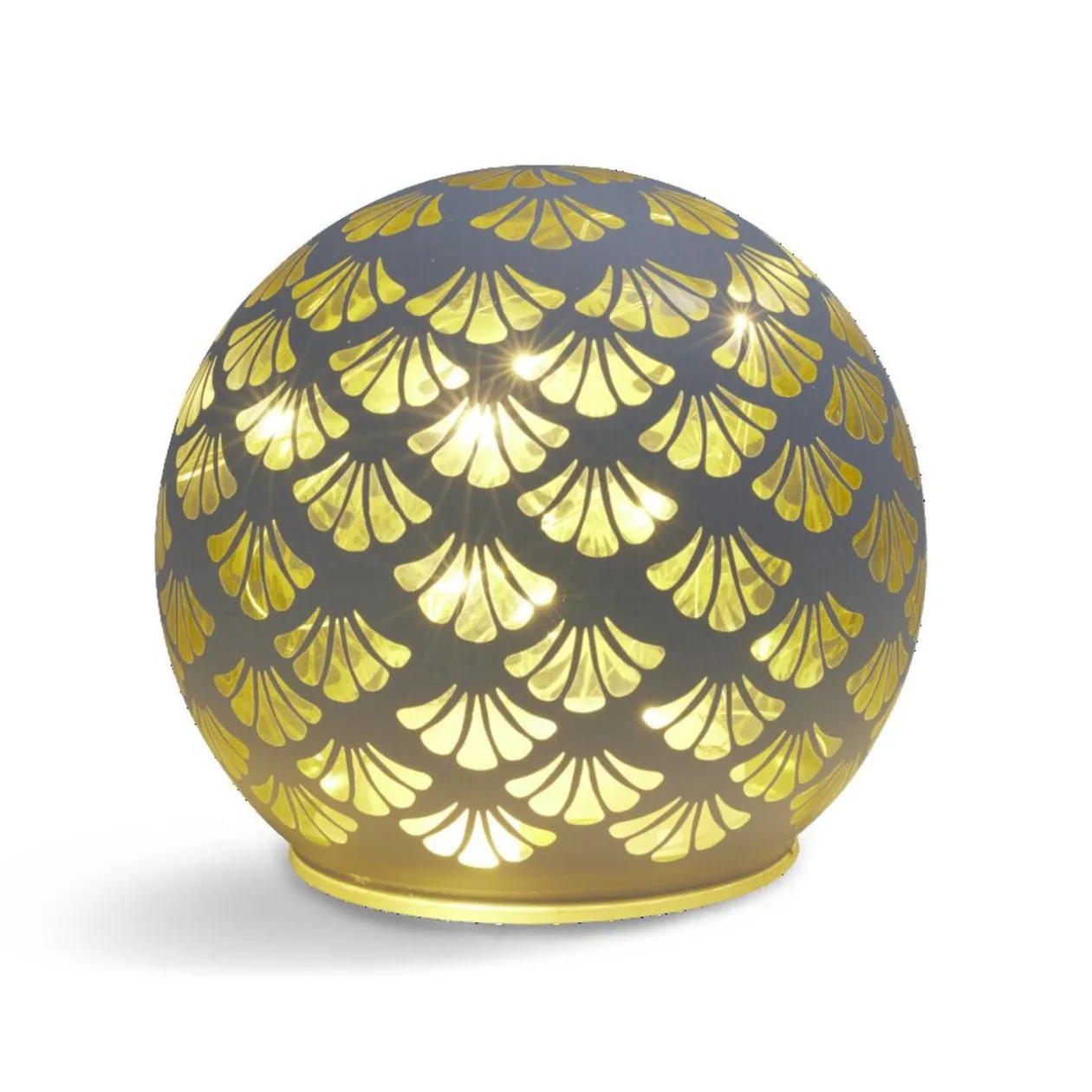 Boule déco LED verre et métal blanche Ø12cm
