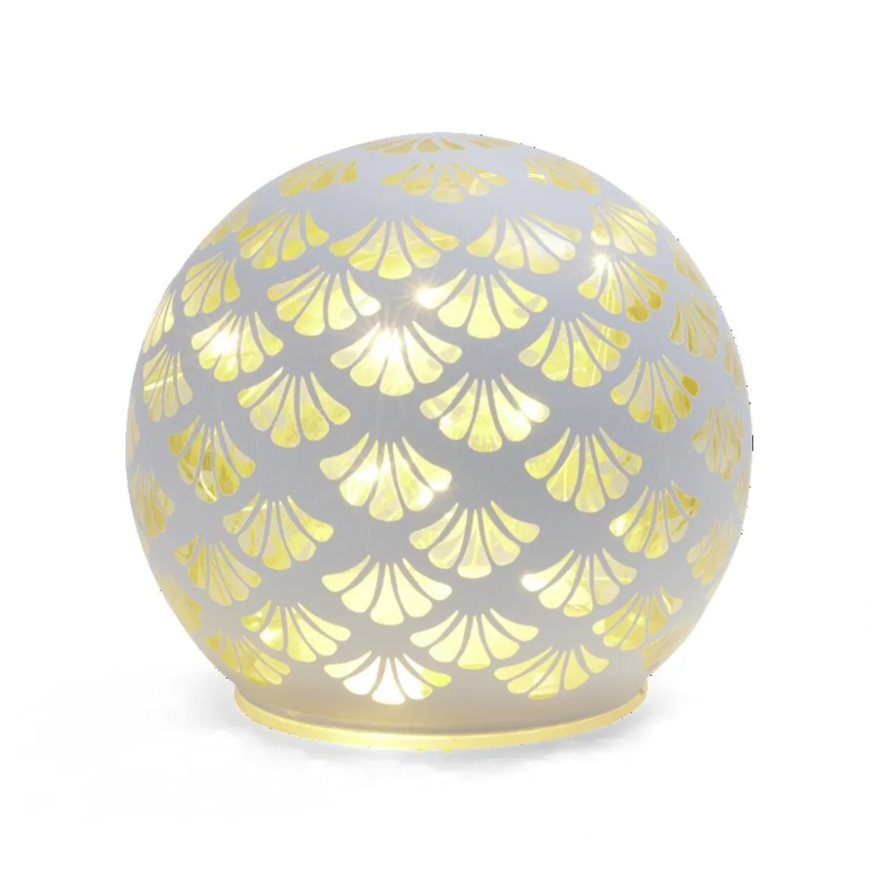 Boule déco LED verre et métal blanche Ø12cm