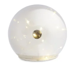 Boule déco LED verre et métal gris argent Ø12cm < Gifi Discount