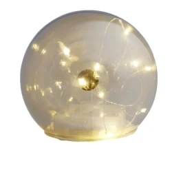Boule déco LED verre et métal gris argent Ø12cm < Gifi Discount