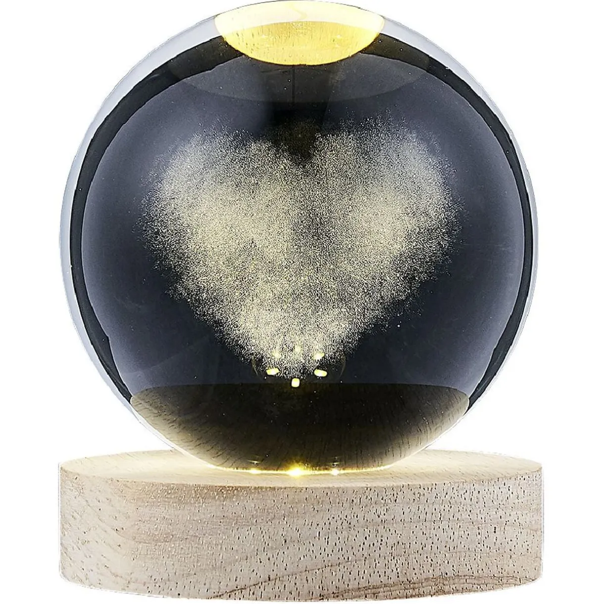 Boule de cristal gravée socle LED thème coeur Ø9xH10cm < Gifi Hot