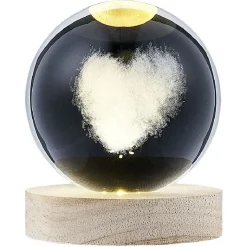 Boule de cristal gravée socle LED thème coeur Ø9xH10cm < Gifi Hot