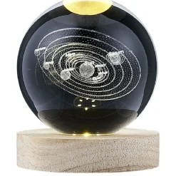Boule de cristal gravée socle LED thème astro Ø9xH10cm < Gifi Hot