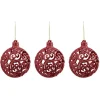 Boule de Noël ajourée motif arabesque pailleté rouge Ø8 cm x3 < Gifi Clearance