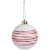 Boule de Noël blanche spirale rouge pailleté Ø8cm < Gifi Discount