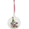 Boule de Noël Disney Mickey Minnie en verre et bois Ø8cm