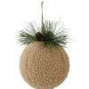 Boule de Noël effet bouclette avec branche décorative Ø12cm (2 modèles) < Gifi New