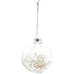 Boule de Noël en verre avec feuille séchée