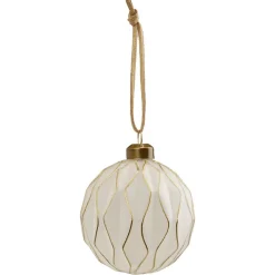 Boule de Noël en verre dorée et blanc Ø8cm < Gifi Hot