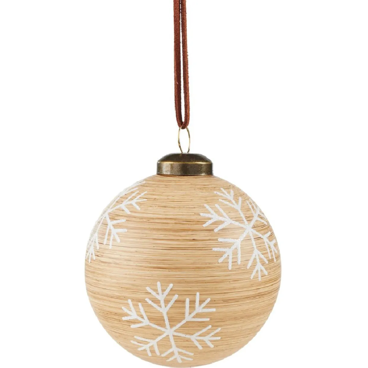 Boule de Noël en verre effet bois motif flocon de neige < Gifi Discount