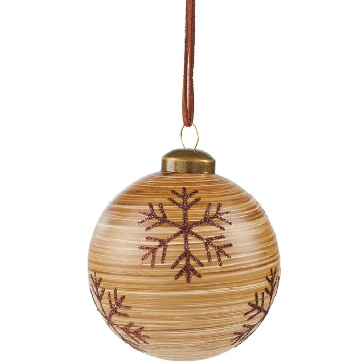 Boule de Noël en verre effet bois motif flocon de neige < Gifi Discount