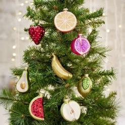 Boule de Noël en verre forme fruit H8,3cm (10 modèles)
