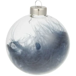Boule de Noël en verre garnie d'une plume < Gifi New