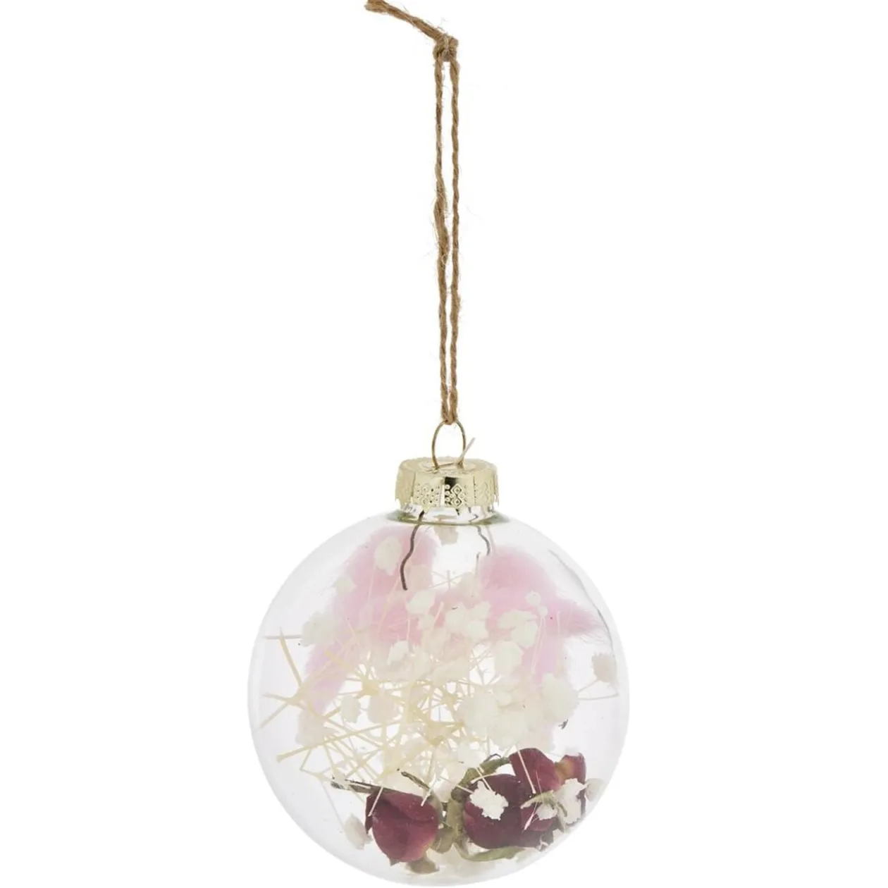 Boule de Noël en verre intérieur fleurs séchées Ø8cm
