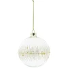 Boule de Noël en verre transparent perle et ligne dorée et blanche