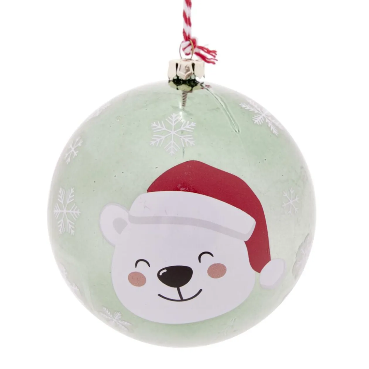Boule de Noël fantaisie à suspendre plastique décoré Ø8cm (3 modèles)