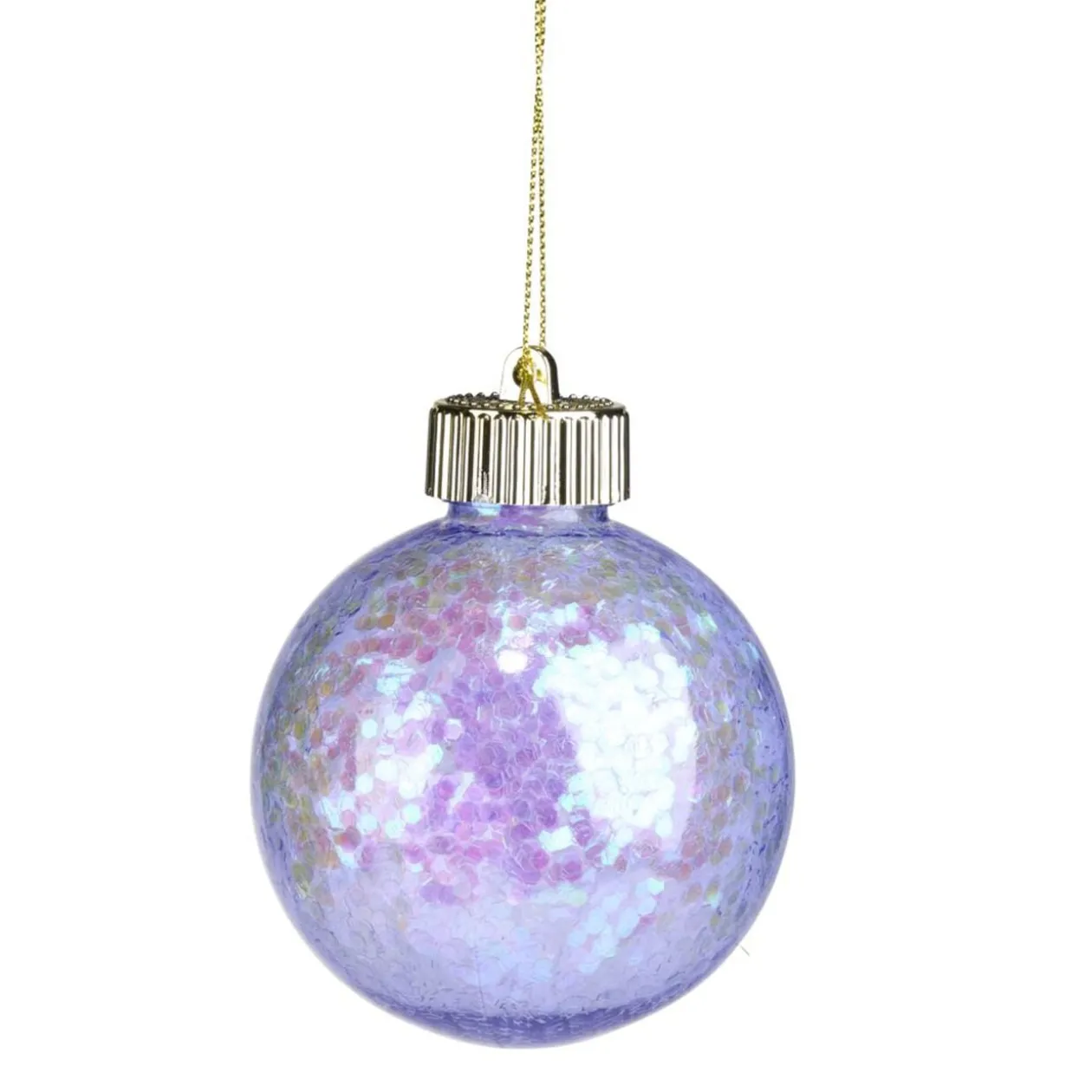 Boule de Noël fluo irisé à suspendre H8cm (3 modèles)
