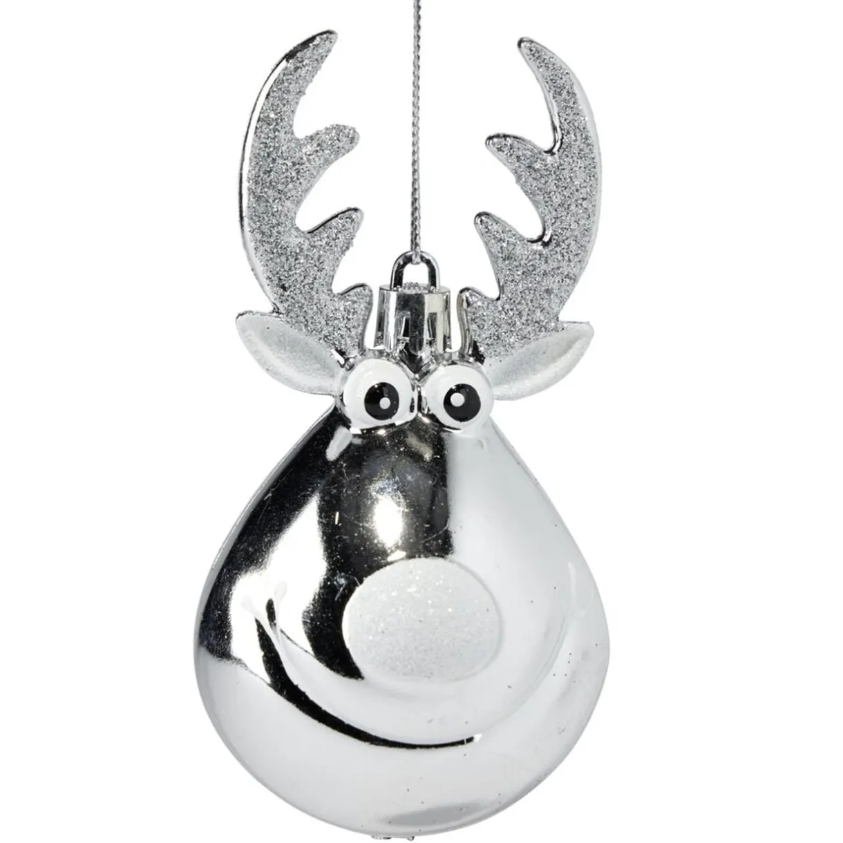 Boule de Noël forme renne x4 plastique rouge et argenté Ø6xH10cm < Gifi Outlet