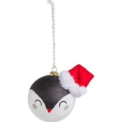 Boule de Noël kawaii pingouin avec bonnet rouge Ø8cm < Gifi Outlet