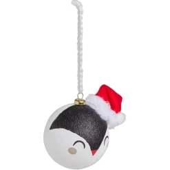 Boule de Noël kawaii pingouin avec bonnet rouge Ø8cm < Gifi Outlet