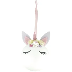 Boule de Noël Licorne en mousse blanche et rose < Gifi