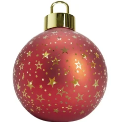 Boule de Noël lumineuse à poser en verre rouge Ø15xH18cm