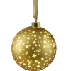 Boule de Noël lumineuse à suspendre 15 LED verre jaune doré Ø14cm < Gifi
