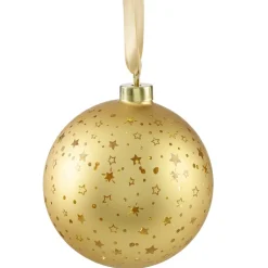 Boule de Noël lumineuse à suspendre 15 LED verre jaune doré Ø14cm < Gifi