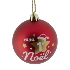 Boule de Noël "Mon 1er Noël" rouge ou blanche Ø8cm - 2 coloris < Gifi Online