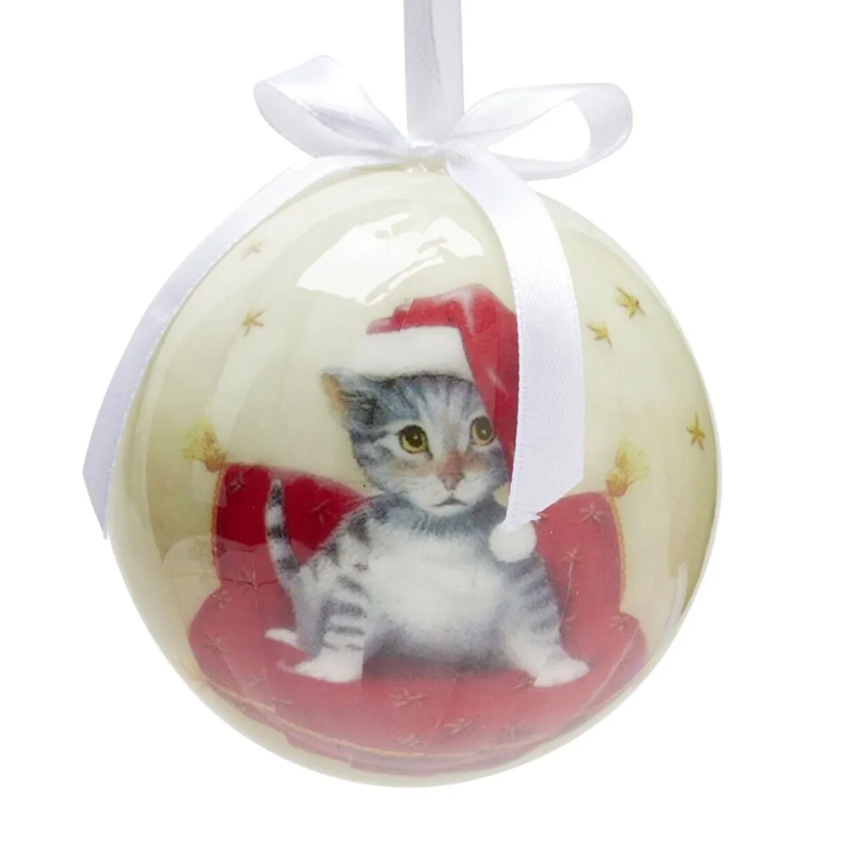 Boule de Noël motif animal mignon avec ruban blanc Ø8cm (4 modèles) < Gifi Outlet