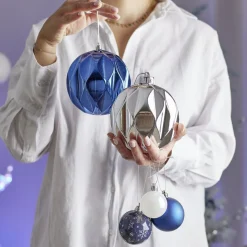 Boule de Noël origami argenté ou bleue Ø12cm - 2 coloris < Gifi Discount