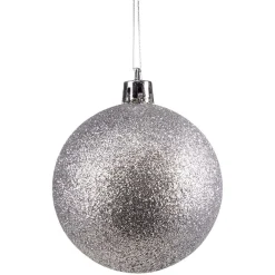 Boule de Noël pailletée argentée Ø6cm x6
