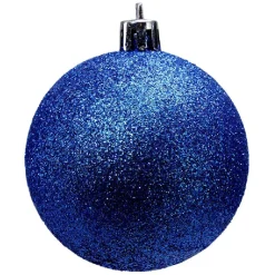 Boule de Noël pailletée bleues Ø6cm x6
