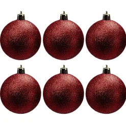 Boule de Noël pailletée rouges Ø6cm x6