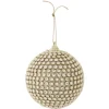 Boule de Noël perles brillantes dorées Ø8cm