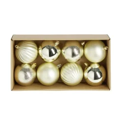 Boule de Noël plastique doré x8 forme assortie Ø9cm < Gifi Online
