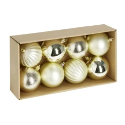 Boule de Noël plastique doré x8 forme assortie Ø9cm < Gifi Online